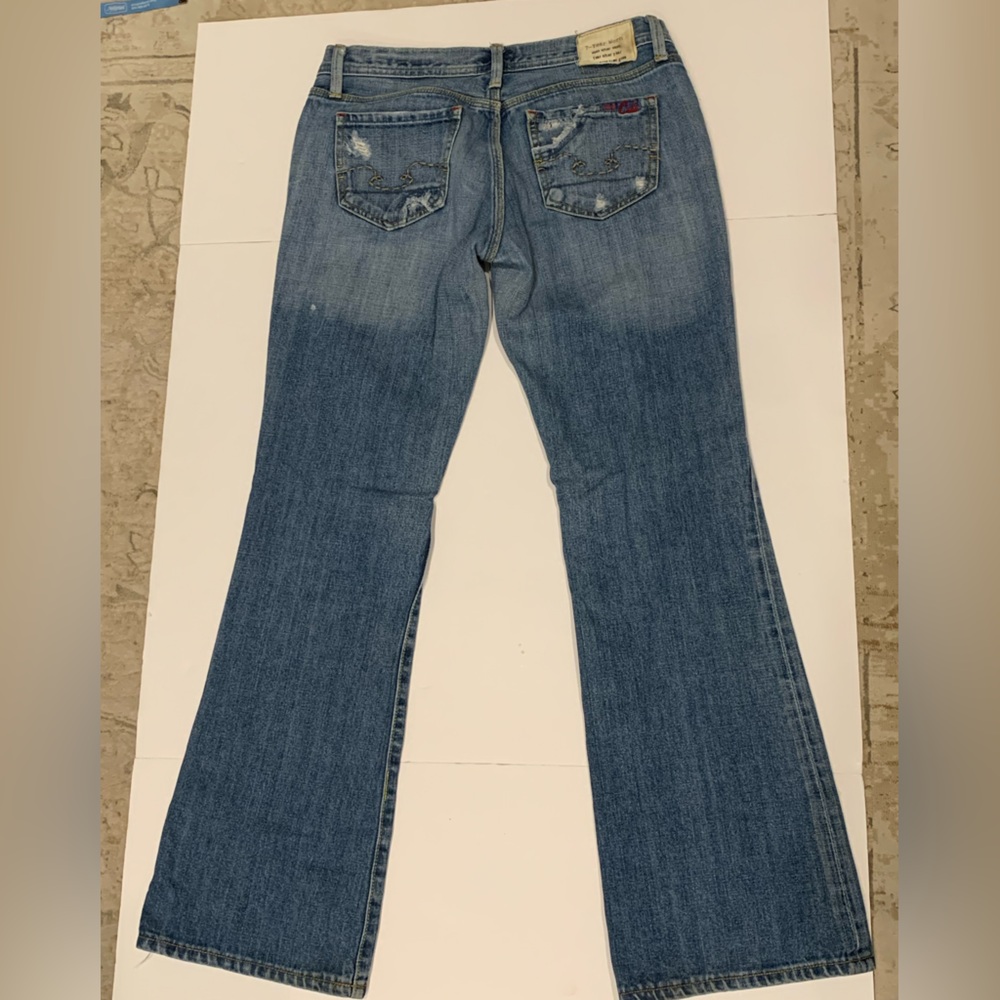 Blue Cult Weekender Jean Slight Flare Medium Wash Distressed Mid Rise Denim